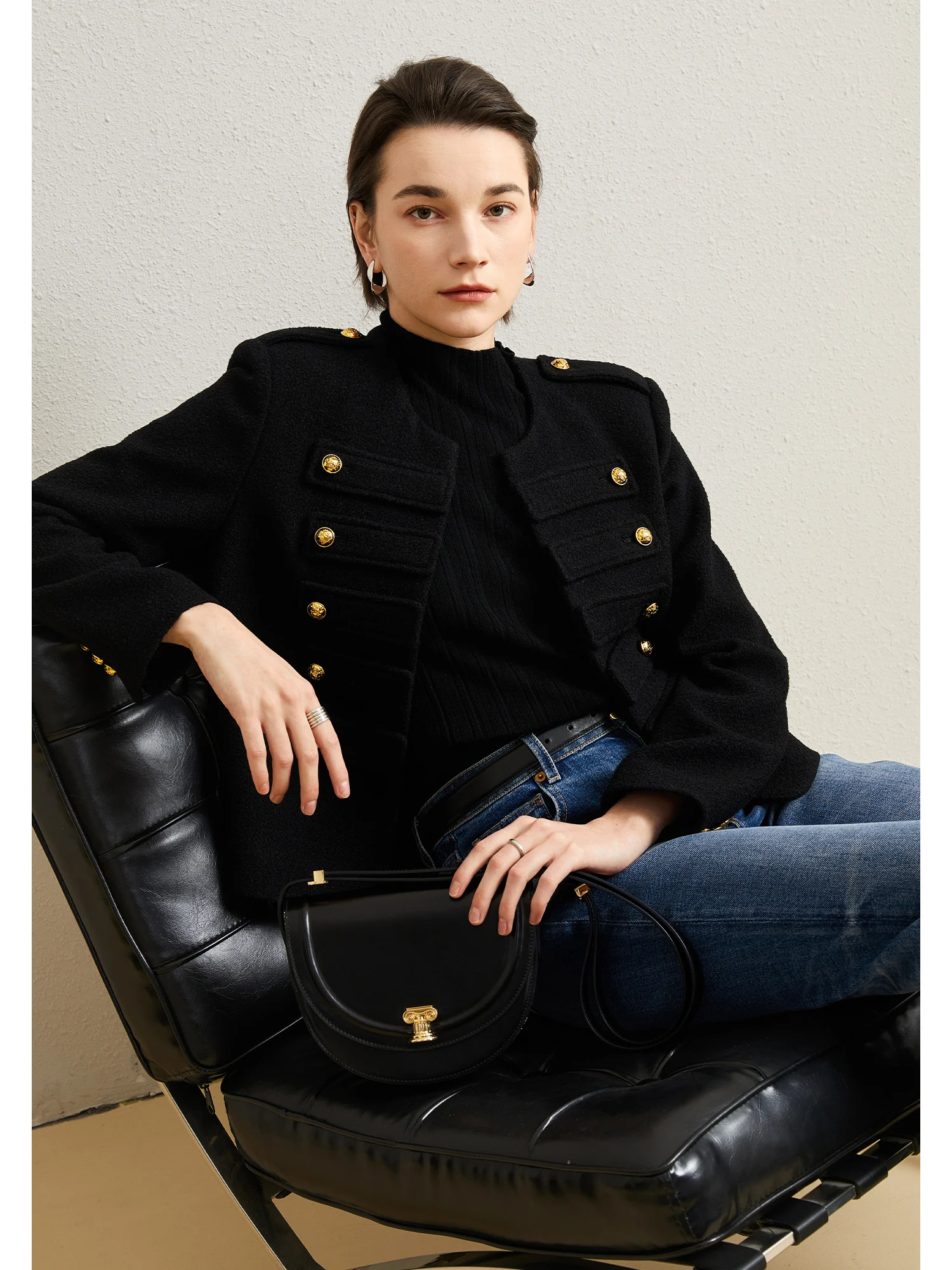 

Классическая шерстяная куртка ChangDX с пуговицами, длинными рукавами и круглым вырезом, однотонная, зимняя верхняя одежда для женщин