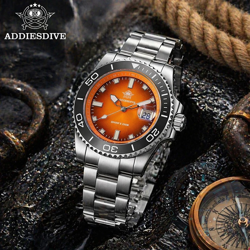 

ADDIESDIVE Watches New Luxury Ceramic Bezel 41mm Men Quartz Wristwatch 316L Stainless Steel Dive 200m Waterproof Super Luminous