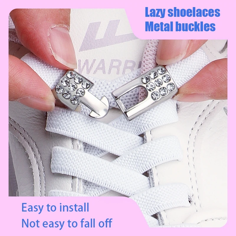 Diamond Lock Shoelaces Without Ties Elastic Laces Sneakers Outdoor No Tie Shoe Laces Kids Adult Wide Shoelace Shoe Accessories