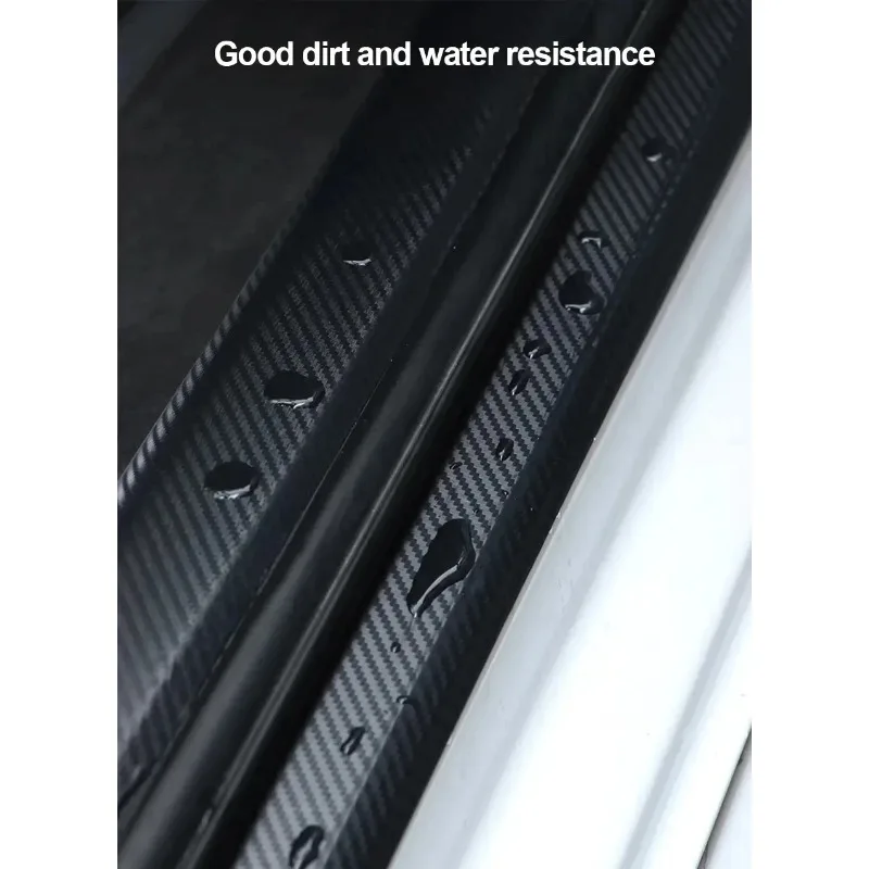 

3D Carbon Fiber Car Door Sill Protector - Anti-Scratch Waterproof Matte Black Vinyl Film for Vehicle Body & Threshold Protection