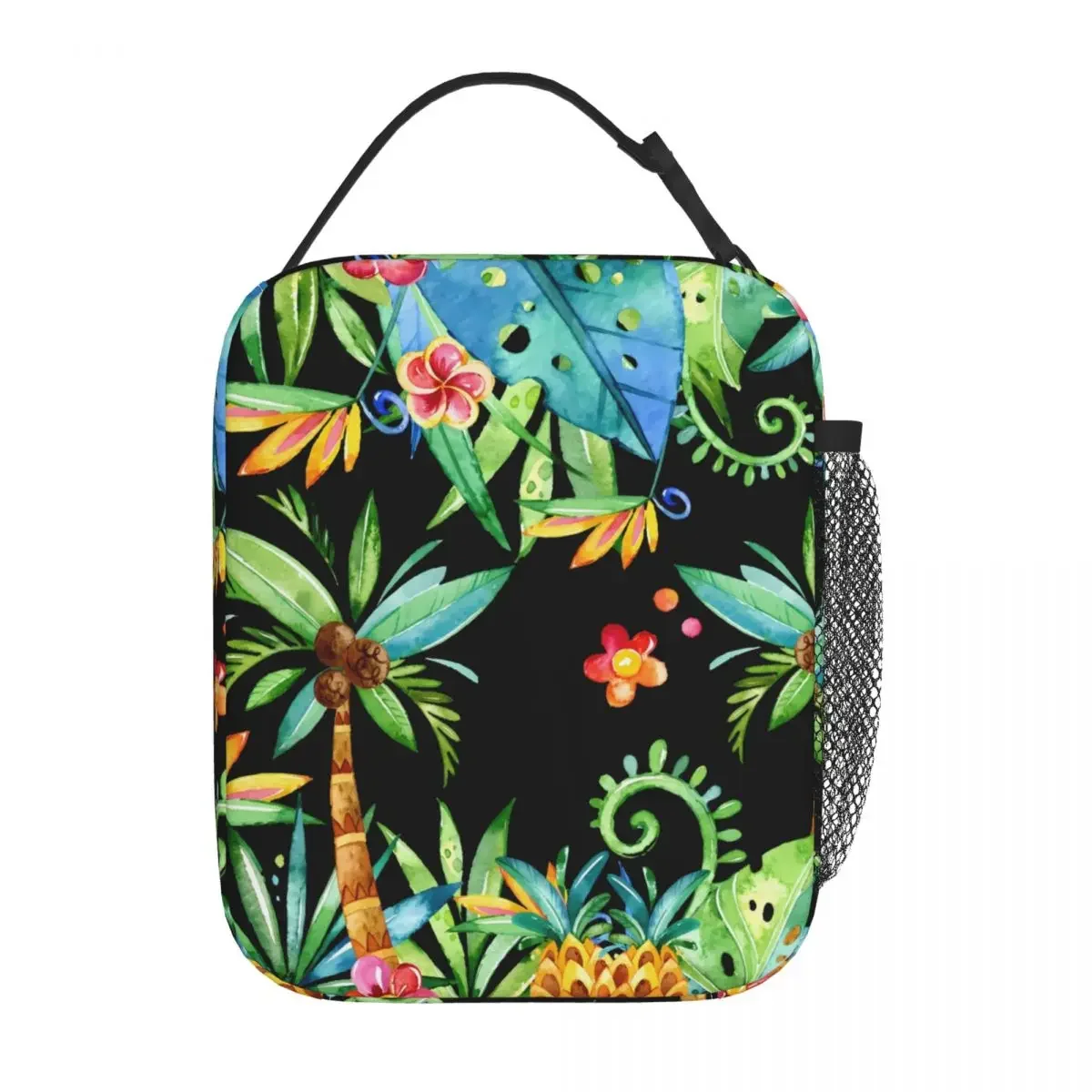 Lunch Bag Tropical Floral Portable Lunch Box For Adult Beach Tree Picnic Cooler Bag Retro Oxford Thermal Lunch Bags Christmas