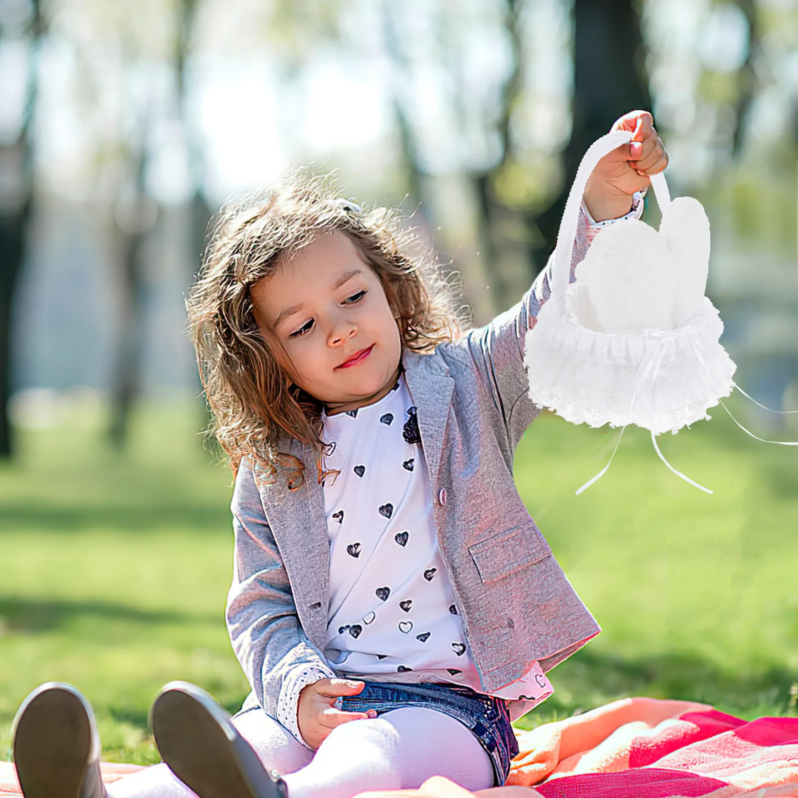 

Мягкие корзинки для цветов, милые, для хранения, с ручкой, для свадеб, маленькие, портативные