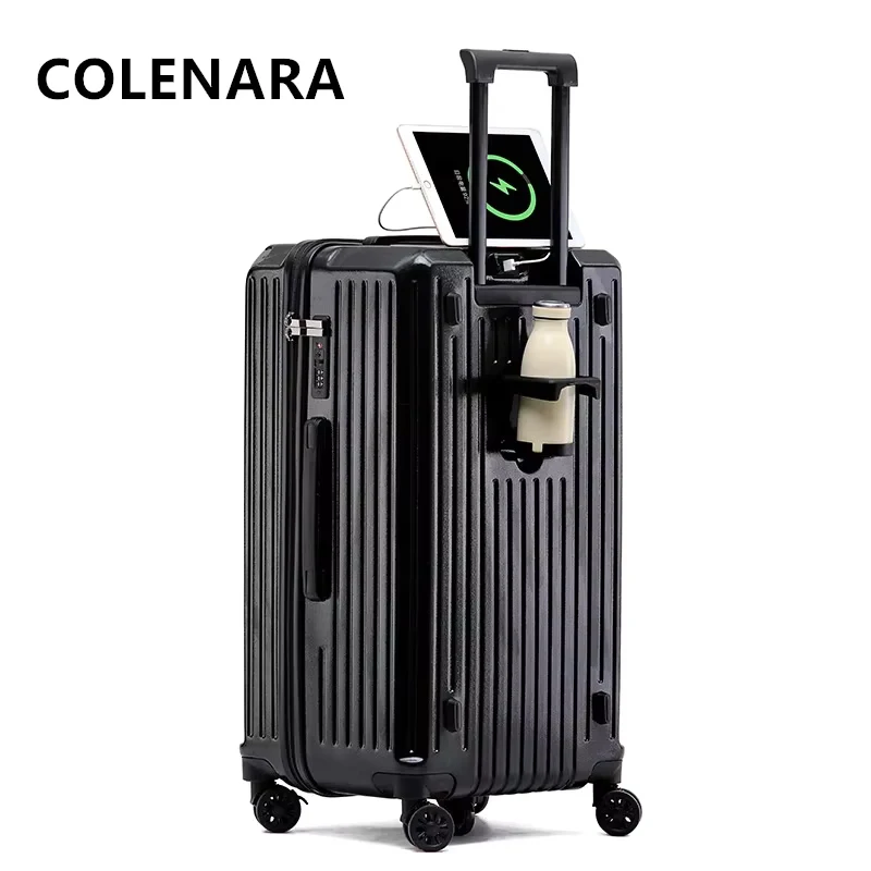 COLENARA Suitcase on Wheels ABS+PC Boarding Box Large Capacity Trolley Case Family Travel Essentials Women's Rolling Luggage