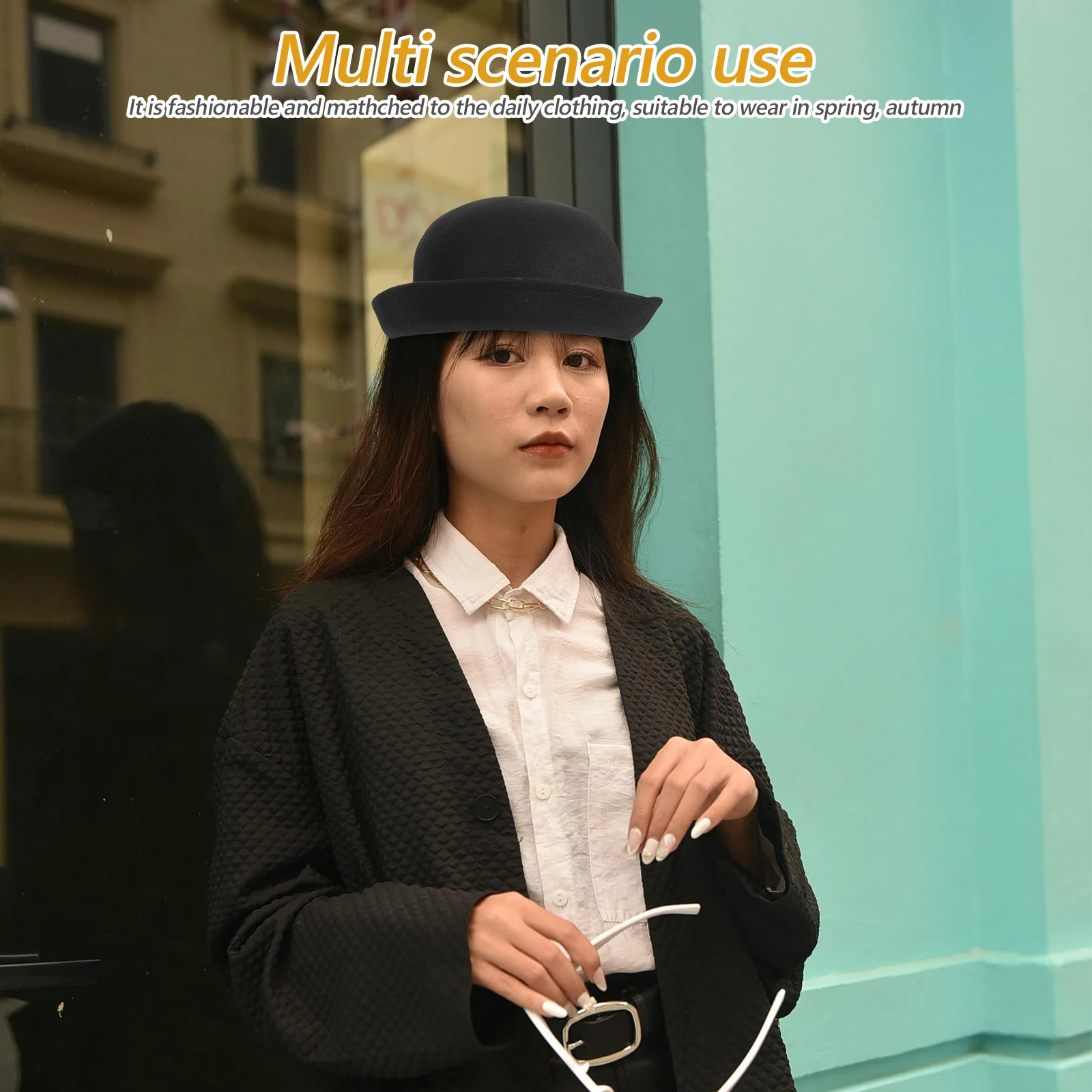 

Woolen Dome Fall Bowler Warm Brim for Women Elegant Hats Ladies Style Adult Lady Women's