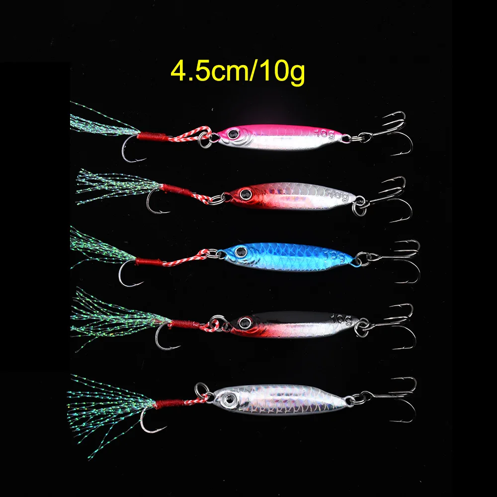 5 Stück, 4,5 cm/10 g, Metall-Jig zum Weitwurf mit Doppelhaken, VIB-Kunstköder für Süß- und Salzwasser – ein fantastischer Angelköder. – Detail 3
