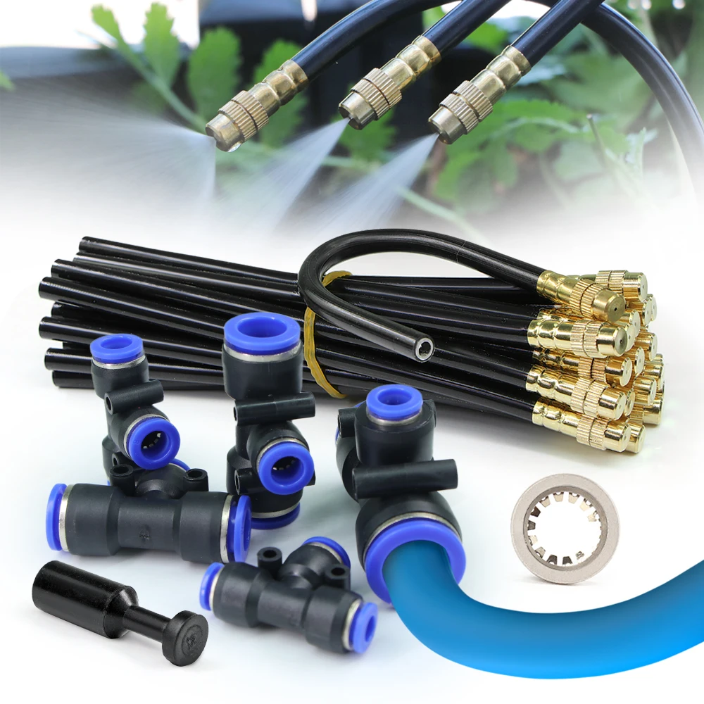 

20/30/50cm Flexible Adjustable Atomization Cooling System Brass Nozzle 6/8/10/12/16mm Hose Quick Connector DIY Combination Kit