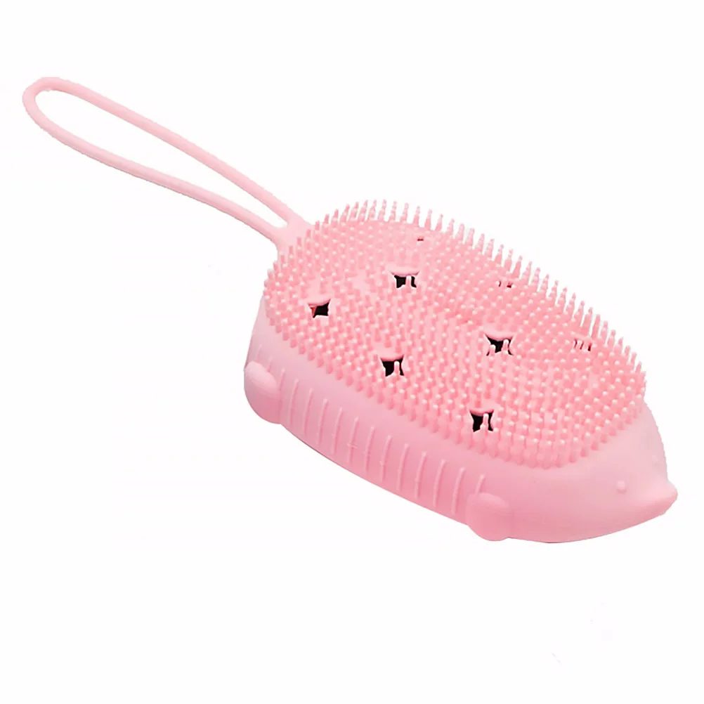 

Silicone Bath Brush Body Massage Cleaning Face Tableware Fruits Stretchy Durable Hanging Ring Space-Saving Shower