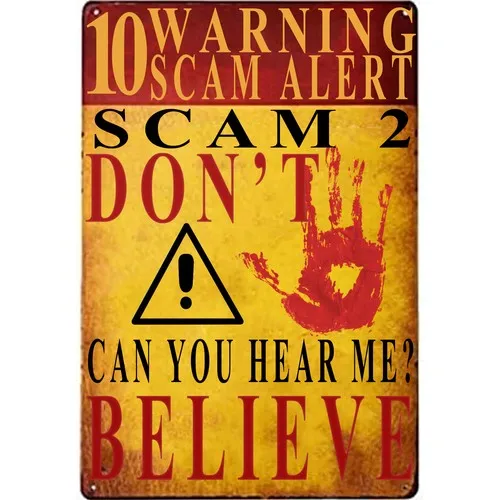 Funny Metal Sign Preventing Telephone Fraud Tin Poster Wall Decor e