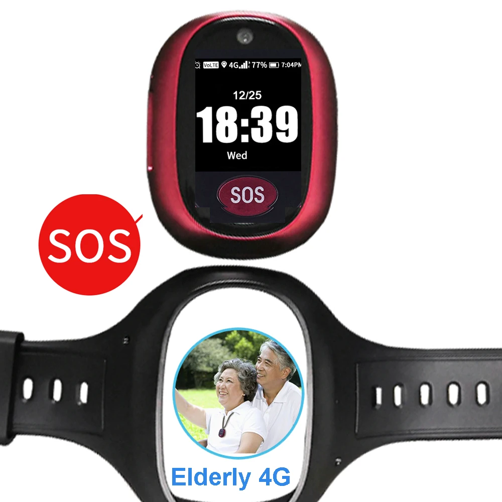 المسنين 4G GPS تتبع قلادة V45 SOS جهاز تعقب اللمس مقاوم للماء IP67 HD كاميرا دعوة إدارة الصحة محدد #1