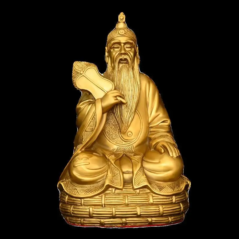 Feng Shui Pure Brass Taishang Laojun Statue Home Offerings Zun Laozi Bronze Statue Ancestral Master