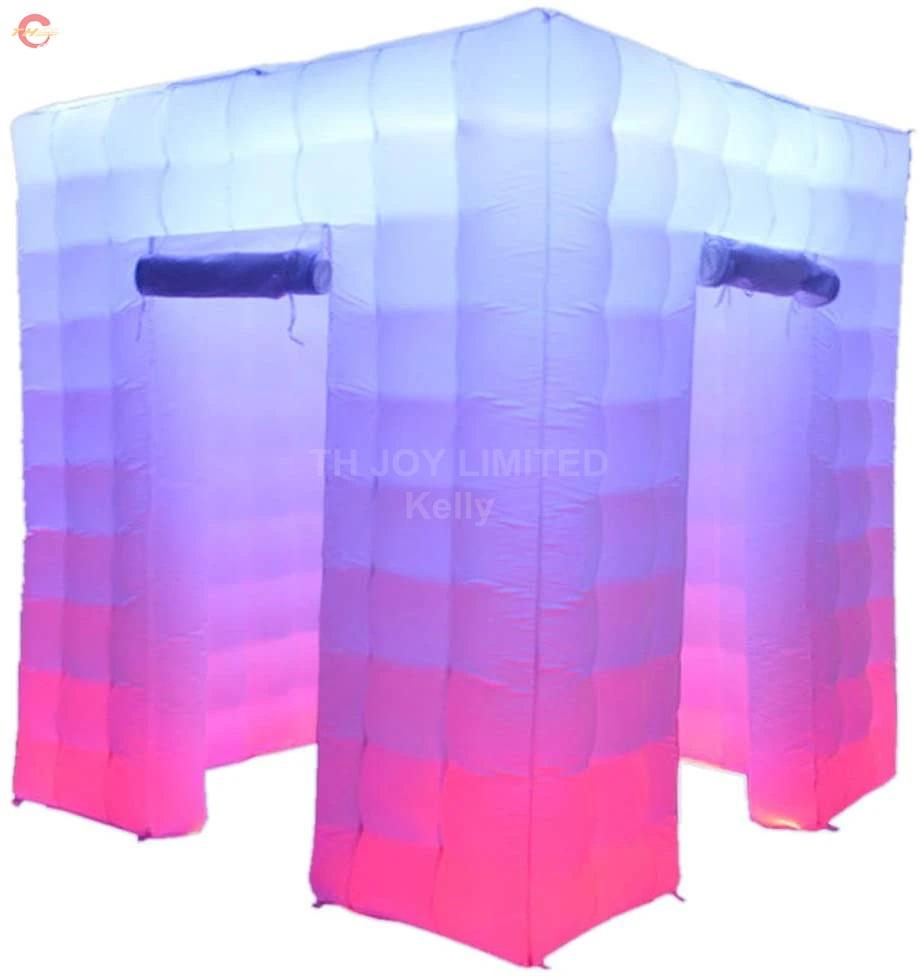 Barco aéreo rápido, iluminación LED de 3x3m, cabina de fotos inflable, cubo, tienda de cabina inflable para Selfie
