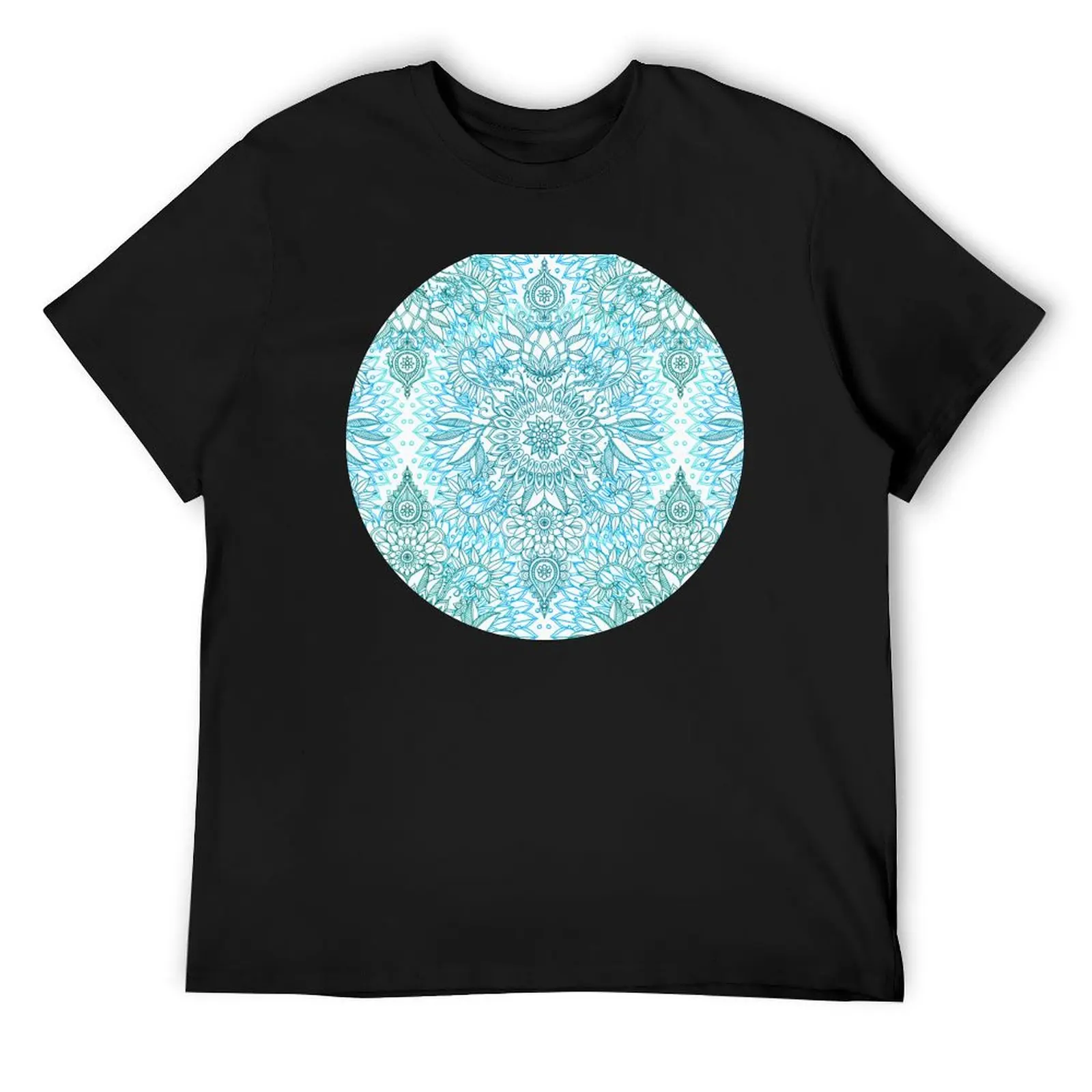 

Turquoise Blue, Teal & White Protea Doodle Pattern T-Shirt designer shirts valentines clothes blue lock mens t shirts pack
