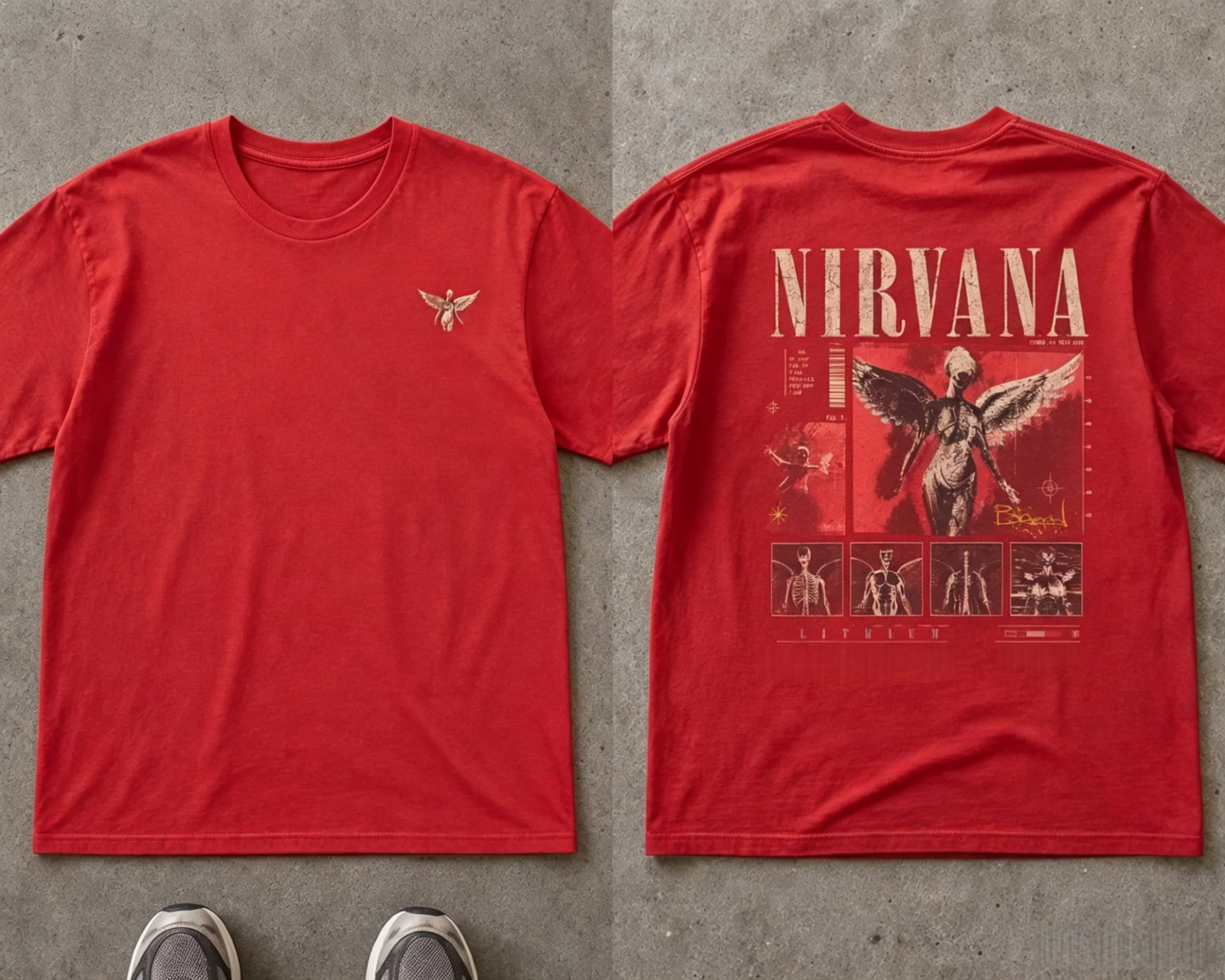 Nirvana Lithium Vintage Angel Baumwoll-T-Shirt 2026 Sommer Herren Damen Retro Übergroß Locker Streetwear Y2k-Stil Sportbekleidung – Detail 6