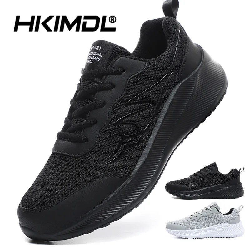 HKIMDL Casual Shoes for Men Sneakers Lace-Up Black Gym Light Walking Running Shoes Suitable for Daily Life and Sports 39-48