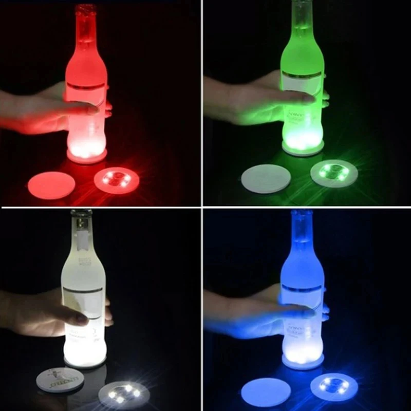 20PCS LED Coaster Lights Colorful Glowing Wine Bottle Stickers Bar Wedding Party Lighting Glowing Wine Bottle Stickers