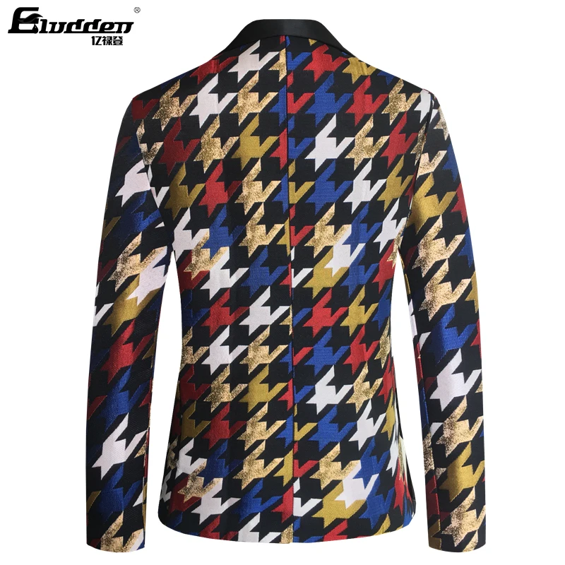 Male color Houndstooth Jacquard Slim Fit Blazer Suit Dog Tooth pattern Slim Fit Blazer Jacquard Fabric Wedding Party Suit Jacket