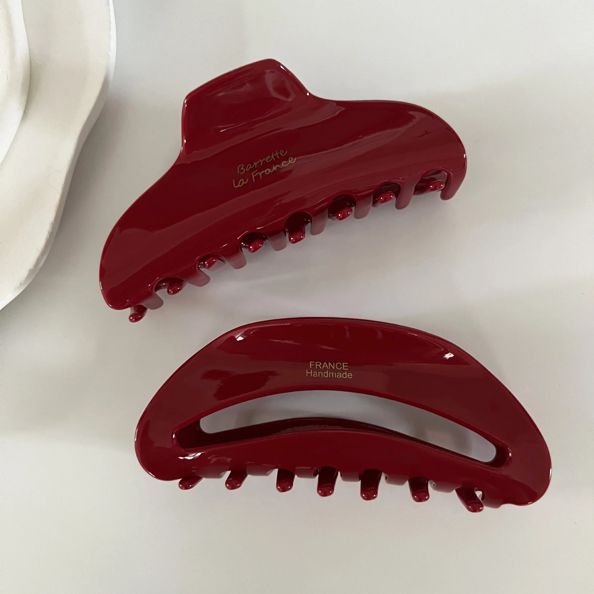 Red Series Large Clip Women Hair High-end Sensation Back Computer Spoon Card Shark Clip Hair Accessories Grip Headdress Handmade