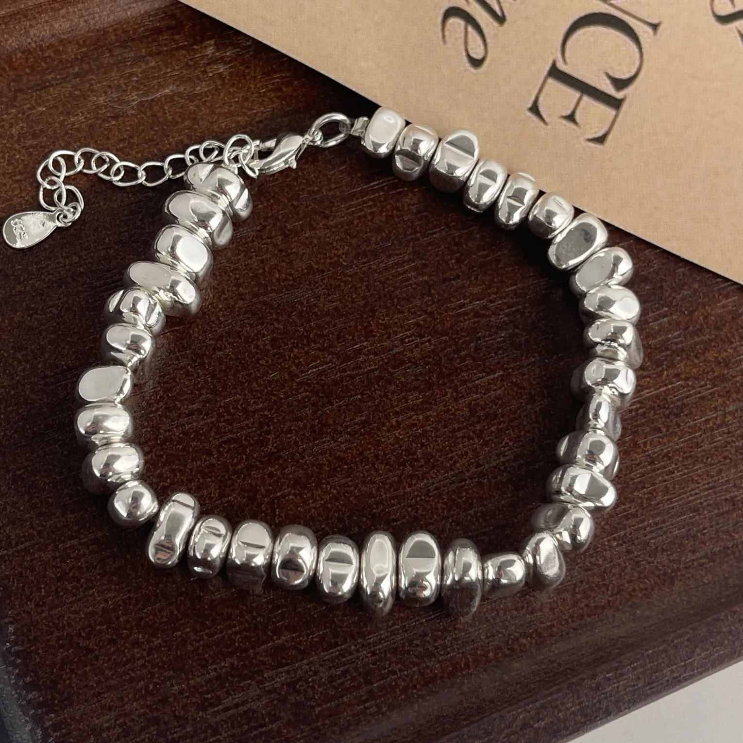 925 Sterling Silver Bracelets for Women Men String Accessories Trend Vintage Stone Beads Pendant Party Jewelry Gift