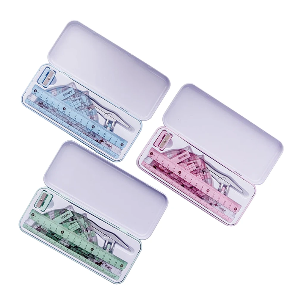 8 Pcs Geometry Drawing Set Compass Ruler Triangle Student Teacher School Material Tools Measuring