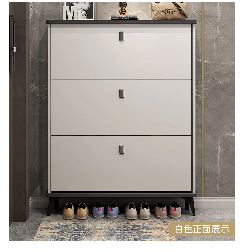Meuble à Chaussures Ultra Fin Pour Entrée – En Bambou, Tiroir Rabattable – Dimensions 120 X 50 X 17 Cm - 7