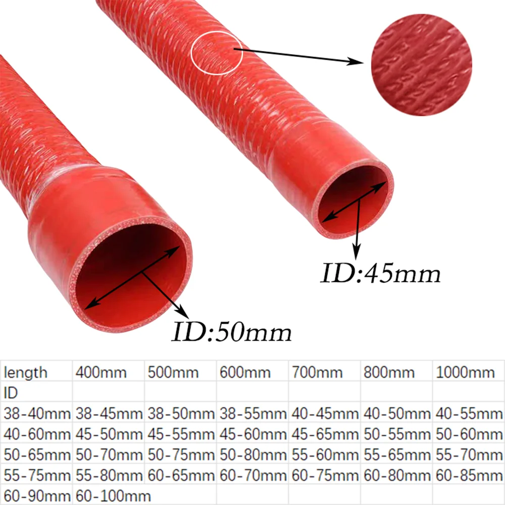 Purchase steel wire silicone hose with throat clamp. Silicone hose can be bent freely, resistant to high temperature and wear