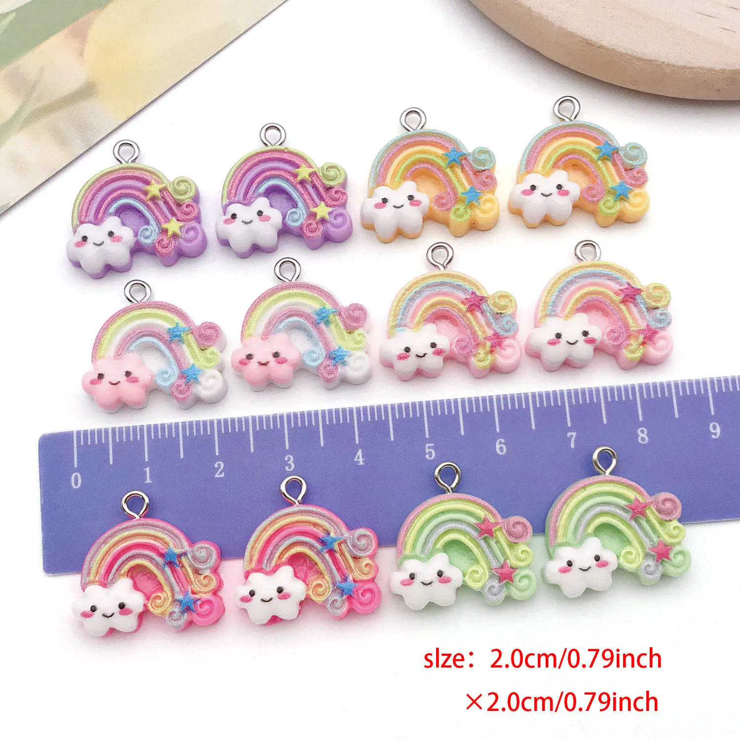 6/12pcs Resin Rainbow Cloud Pendants - Suitable for DIY Jewelry, Cream Glue Phone Charms and Cup Decorations - view 4