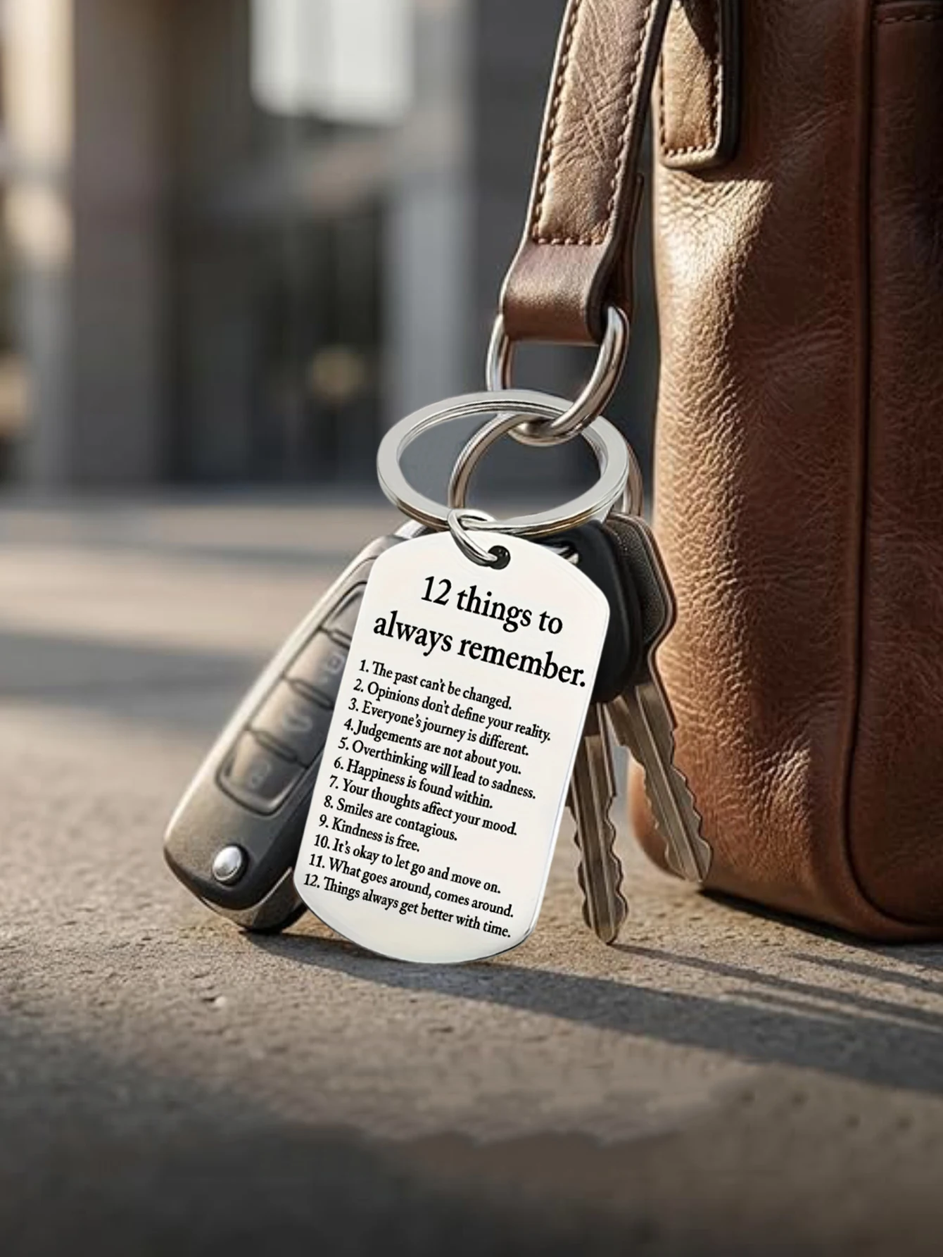 Inspirational Dog Tag Keychain | 12 Things to Always Remember Motivational Gift