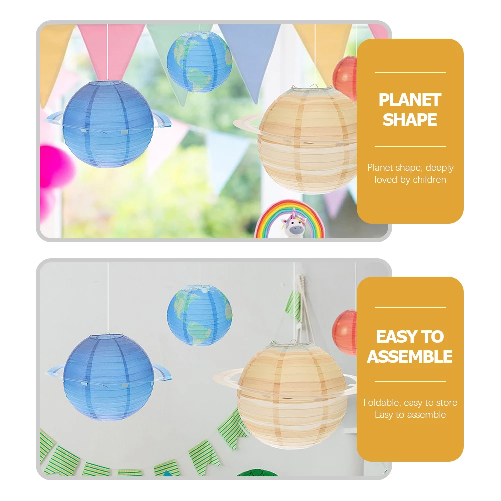 

2Pcs Planet Realistic Hanging Paper Lanterns Decoration Solar System Lanterns Nursery