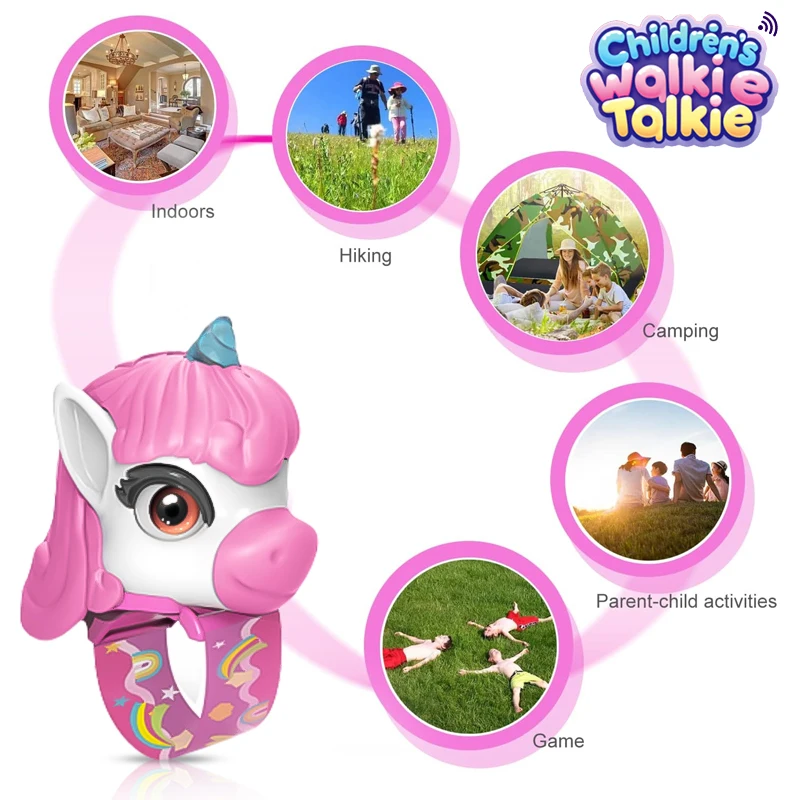 Orologio da unicorno per bambini Cartoon Walkie-talkie Dispositivo di comunicazione interattivo genitore-figlio wireless per chiamate all'aperto uno su uno