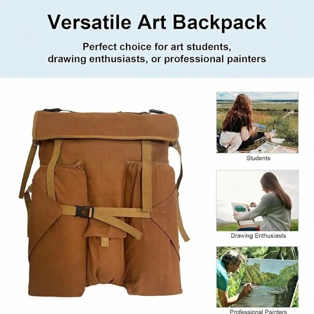 Waterproof Art Portfolio Backpack Large Artist Sketching Bag for Drawing Board Easel Canvas Outdoor Painting Travel Bag view 2