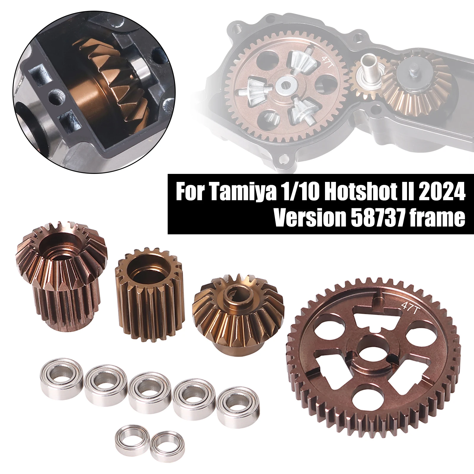 ترس معدني RC ترس علبة التروس الأمامية/الخلفية لـ Tamiya 1/10 Hotshot II 2024 4WD RC