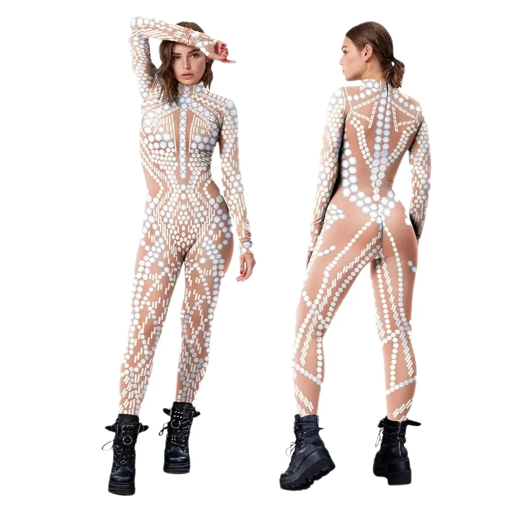 

Комбинезоны с блестками, женские костюмы для косплея, костюм для взрослых, зентай, фитнес-боди с длинными рукавами и молнией сзади, Mujer, женский праздничный наряд