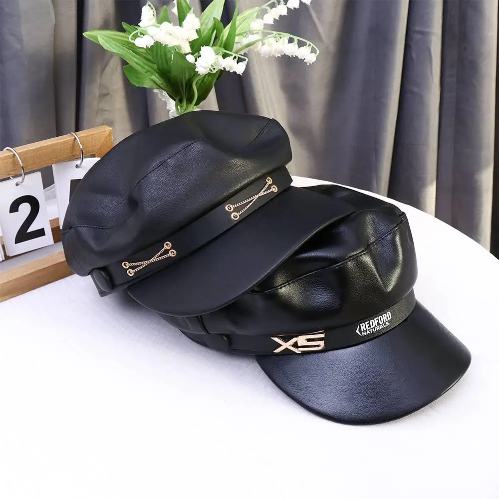 Simple Warm Autumn All-match Chain Winter Girl Korean Style Octagonal Hat Navy Hat Painter Cap Women Berets