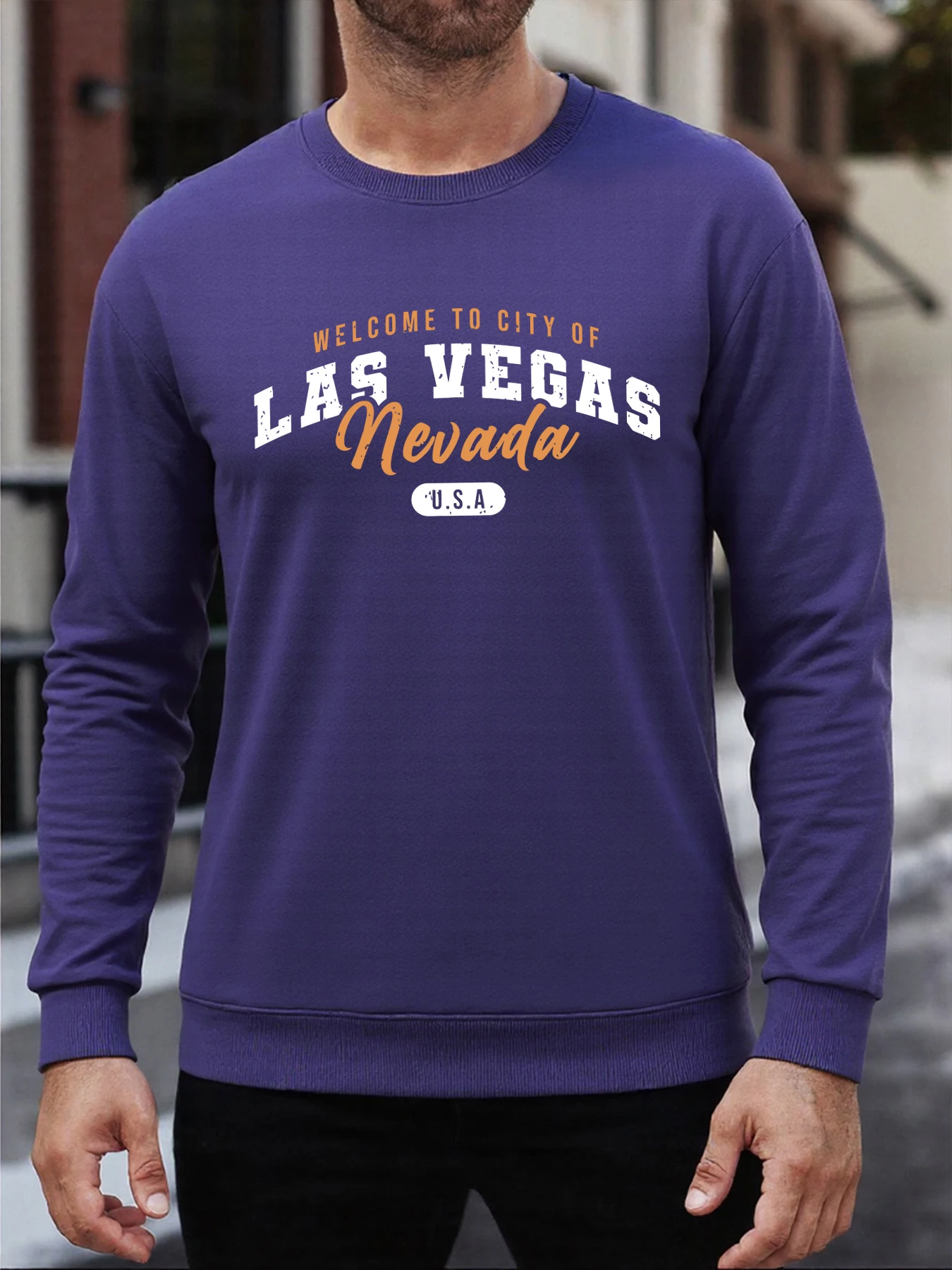 Wellcome To City Of Las Vegas, ropa informal con estampado de EE. UU., sudadera de lana de Hip Hop para hombre, jerséis deportivos con cuello redondo, ropa clásica