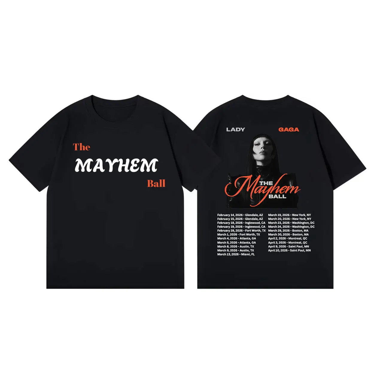 

Lady Gaga The Mayhem Ball Tour 2026 T-shirt Men Women Fashion Vintage Short Sleeve T-shirts Summer Casual Loose Cotton T Shirts