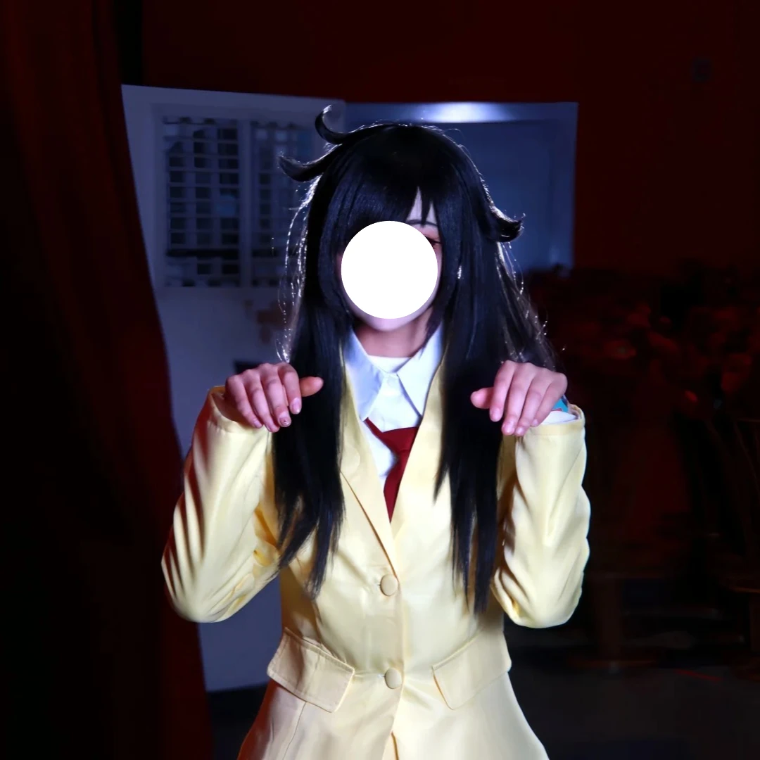 Anime WataMote Tomoko Kuroki Cosplay Japanese School Uniform Costume Cream Yellow Blazer White Shirt Red Tie Pleated Skirt Set - view 6