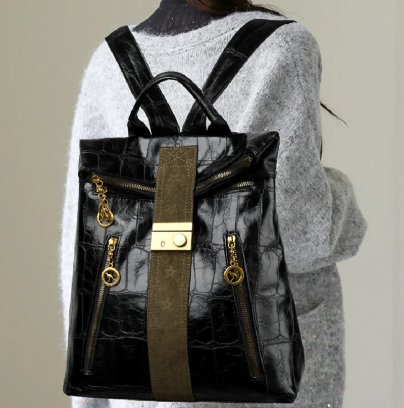 

Новые модные люксовые кожаные дорожные рюкзаки 2026 года, женские вместительные сумки через плечо, тоуты, школьные сумки для ноутбуков