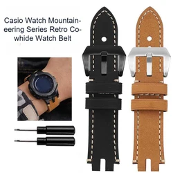 For Casio Strap PRG-300 PRW-3000 PRW3000/3100/6000/6100Y PROTREK Series Vintage Cowhide Headband Watchband Bracelet with Tools