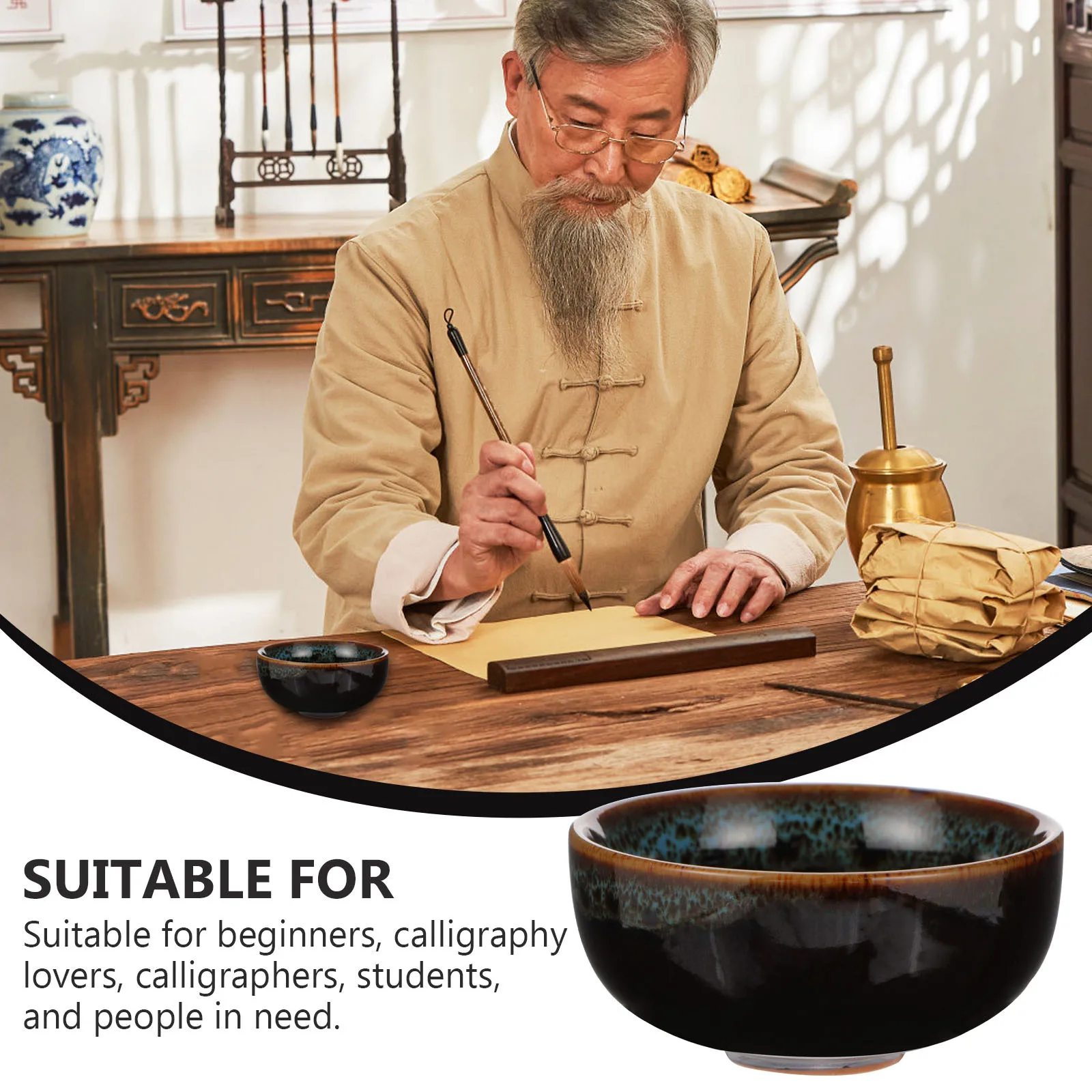 

Bowl Ceramic Material Multi-Functional Calligraphy Stationery Suitable for Beginners Students Collectors