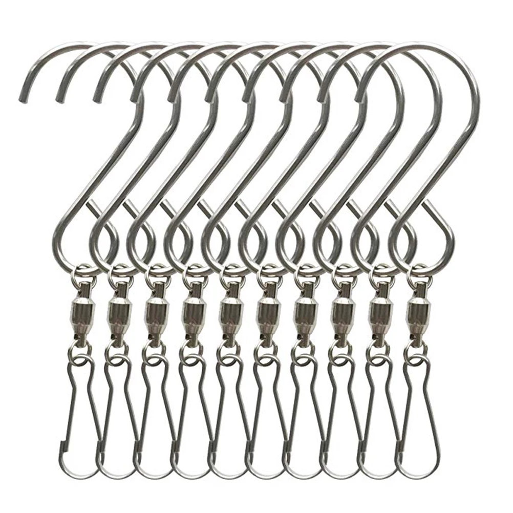 

16Pcs Stainless Steel Rotary S Hooks Self-Rotating Display Hanger Wind Chimes Kitchen Workshop Storage Self-Rotating