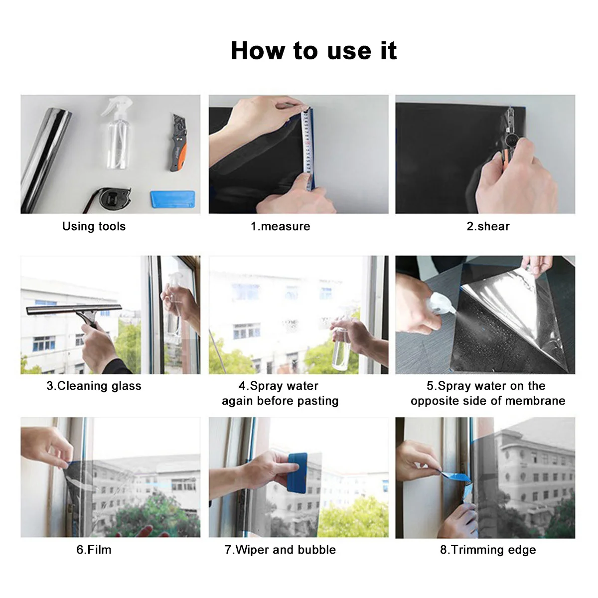 1Pcs Heat Insulation Sun-Resistant Window Film 50x200cm Lighttight Glass Sticker Home Office Window Film Lighttight