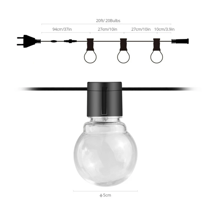 Imagem -03 - Solar Powered Retro Bulb String Lights para Jardim Lâmpada de Verão Fada ao ar Livre 10led 3.5m