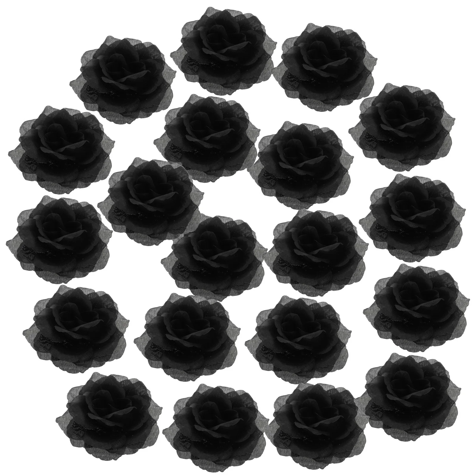 

20Pcs Artificial Black Rose Flower Heads Silk Fake Roses for DIY Craft Wedding Party Home Decoration Floral Arrangements