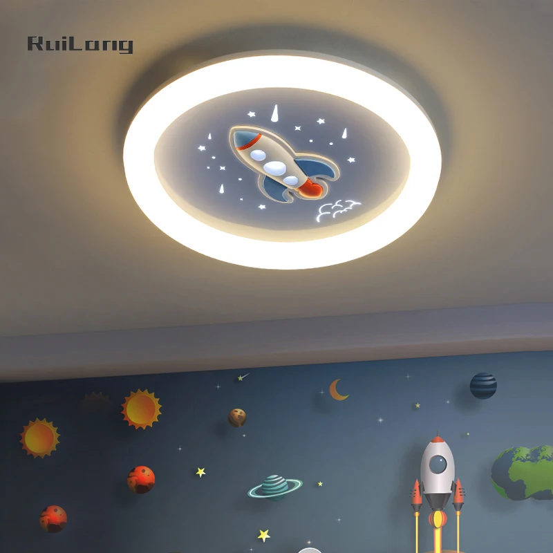 

Modern Rocket Led Ceiling Lights For Children Bedroom Boys Baby Kids Room Chandelier Cartoon Blue Space Ceiling Lamp Lighting