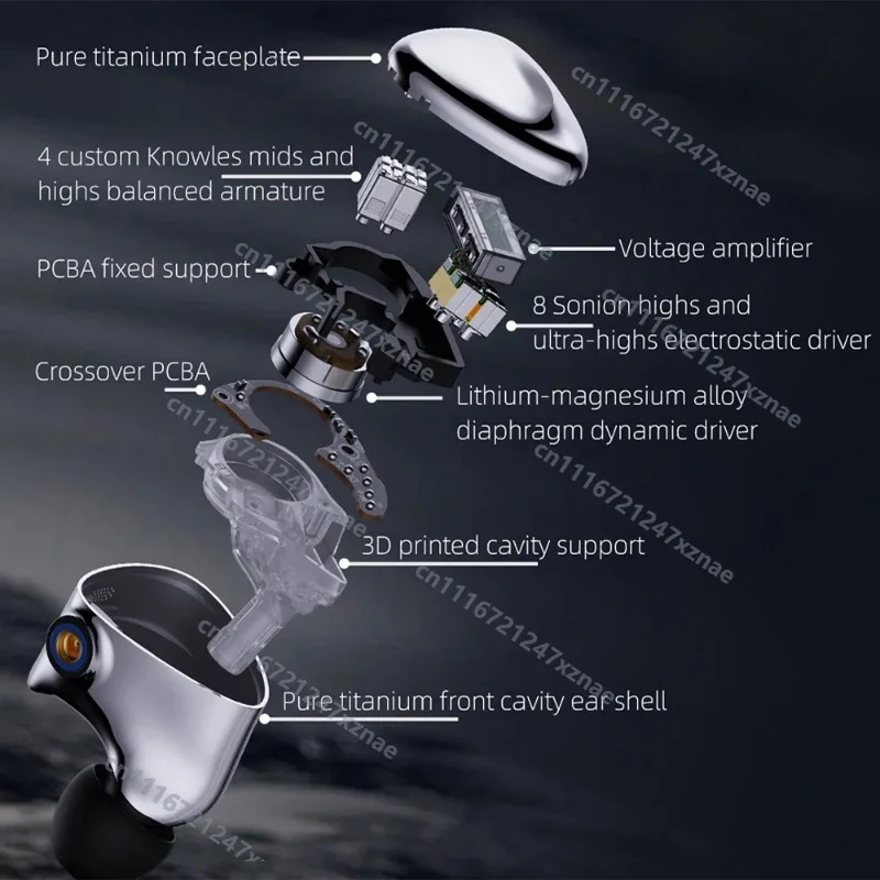 FX17 Hybrid IEM 1DD 4BA 8EST Tribrid Earphone Titanium Shell Hi-Res MMCX Cable Gold Silver Copper Audiophile