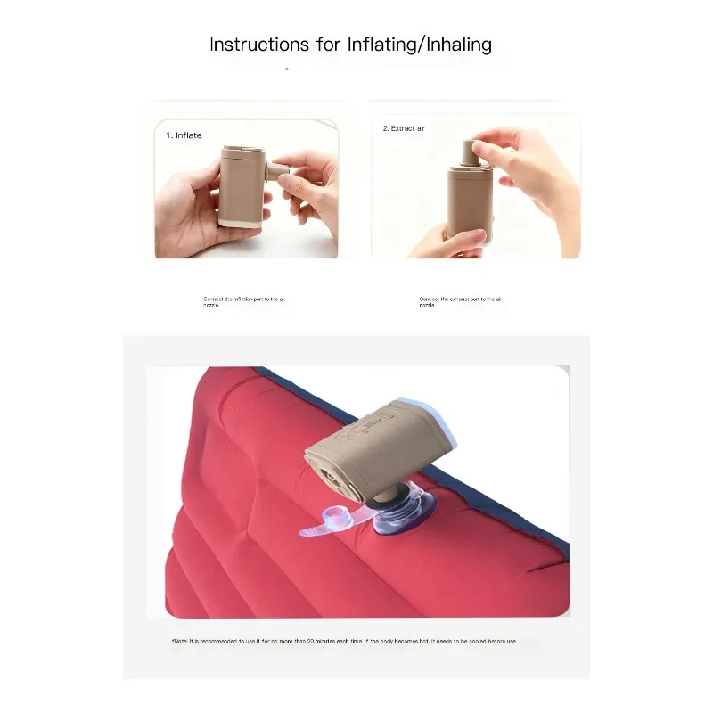 ABMR-Portable Air Pump For Inflatables, Ultra Powerful Mini Air Mattress Pump With Camping Light For Pool Float, Air Mattress