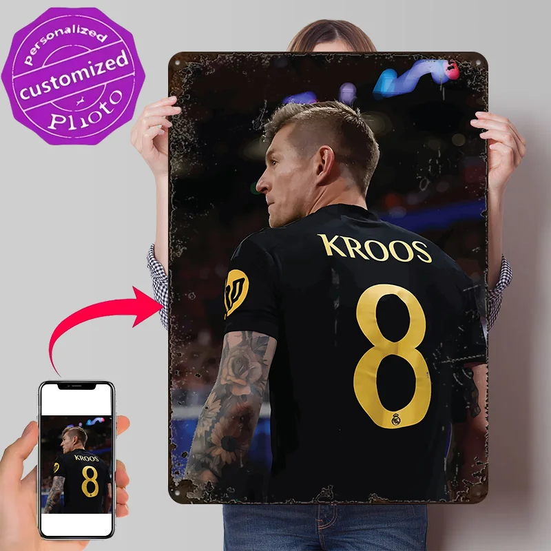 Toni Kroos Legend Personalized 3D Textured Metal Poster Wall Art Vintage Tin Signs for Interior Decoration Living Room Ornaments