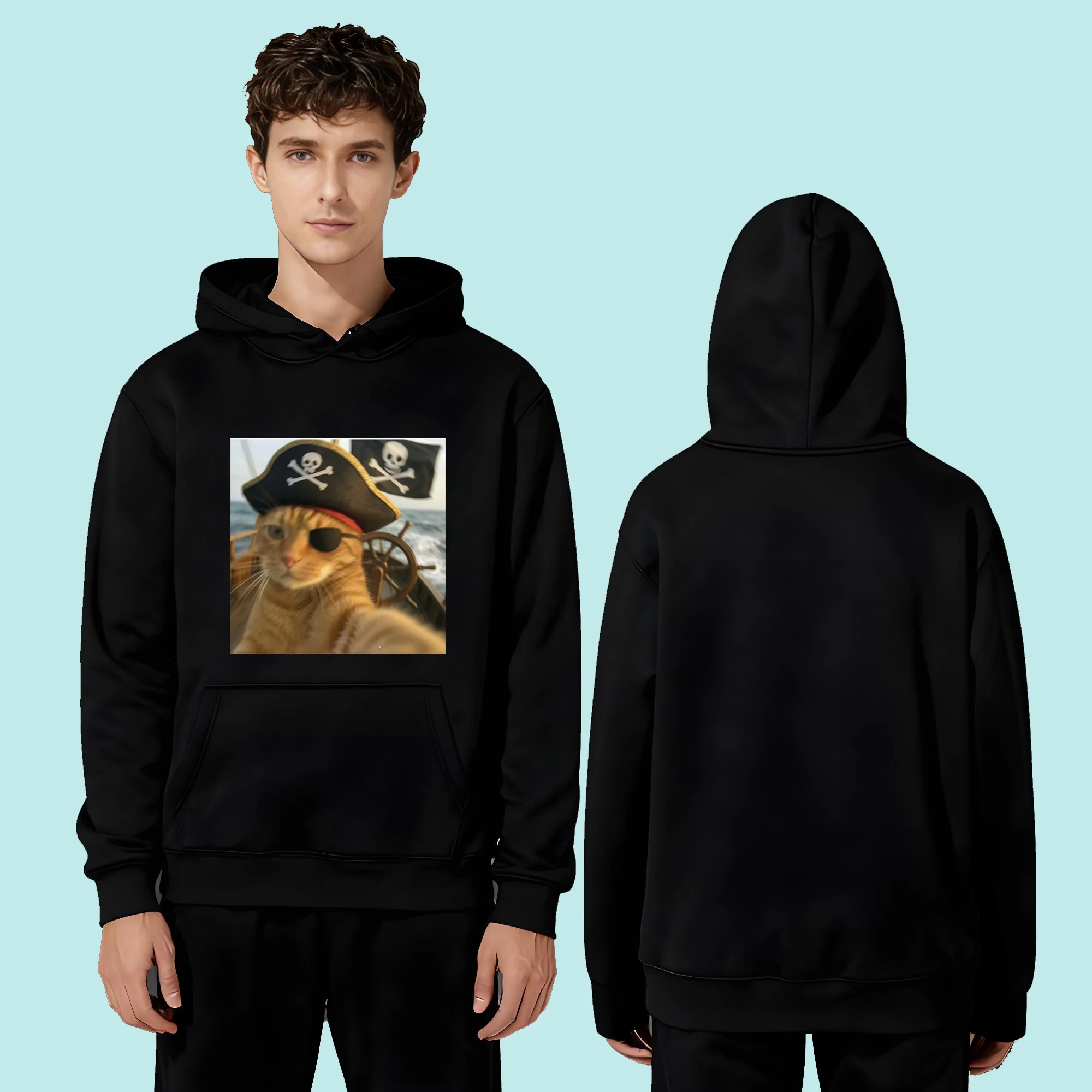 في عام 2025 +Y2K سترة ذات قلنسوة ثقيلة الوزن 330 جرام من ماركة Streetwear لكل من الرجال والنساء مع طبعات قطط فرعية للارتداء غير الرسمي #1