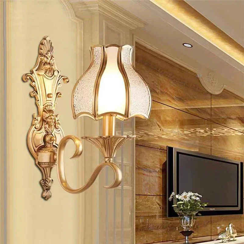 BERTH American Brass Wall Lamp Indoor Living Room Bedroom Bedside Lamp Retro villa Hotel Corridor Hallway Wall Lampl Lamp image 5