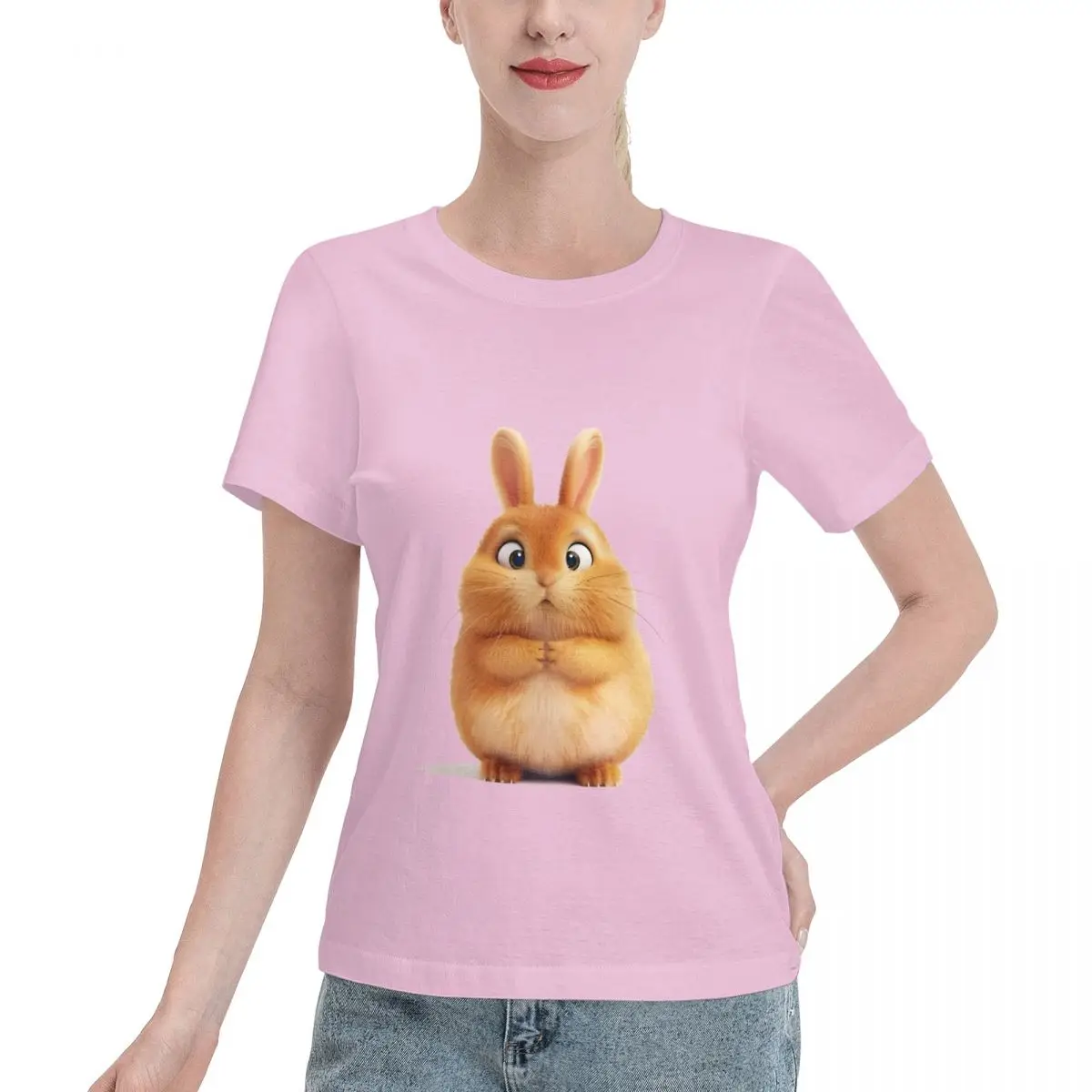 

Cute Funny 3D Animal Women's T-shirt, Casual Short Sleeve Cotton Blend Crew Neck Tee, Women's Clothing for Outdoor